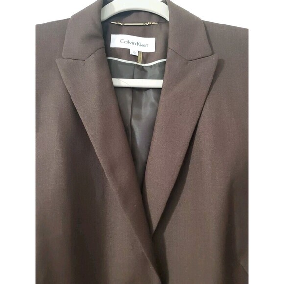 Calvin Klein women's brown blazer with 2 gold buttons size 8 - Picture 3 of 6